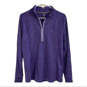 Cascade Sports Purple Half Zip Pullover Women Large Thumb Hole Textured Athletic
